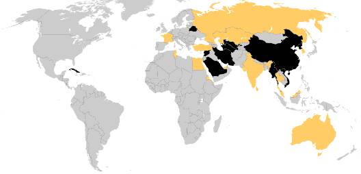 Carte des Etats ennemis d'Internet